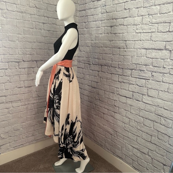 Anthropologie Moulinette Soeurs Sumi Gown 2 Black Maxi Hi Low Viscose Mock Neck - Picture 4 of 10